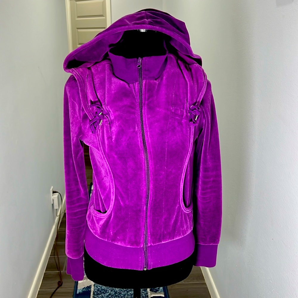 Vtg JUICEY Sarah Johnson Tailored Velvet Hoodie Sz S